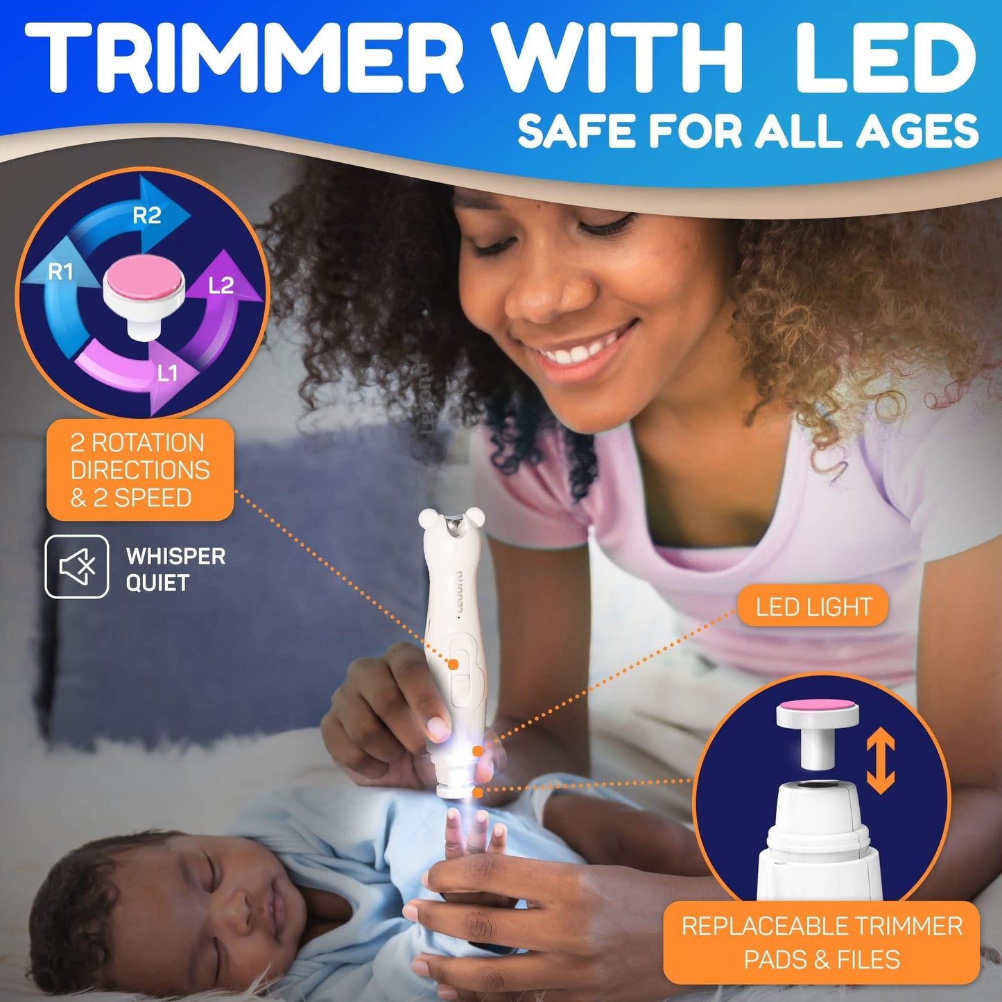 Baby Nail Trimmer Electric (Rechargeable) Baby Nail Clippers & File